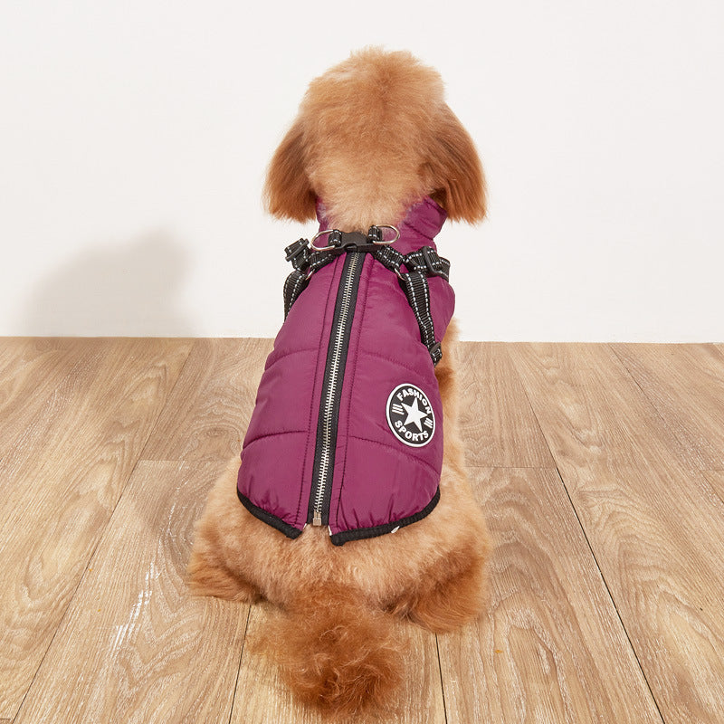 Pet Warm Dog Cotton-padded Clothes Fleece-lined Thickened Reflective