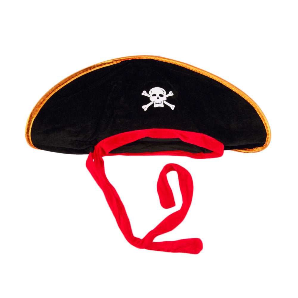 Halloween Pirate Hat Skull Print Adult Kids Pirate Captain Hat Cosplay