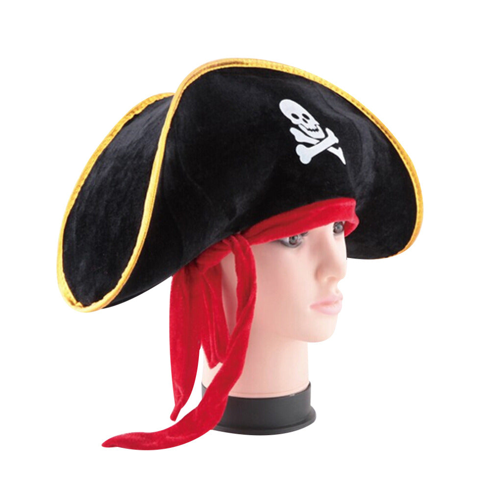 Halloween Pirate Hat Skull Print Adult Kids Pirate Captain Hat Cosplay