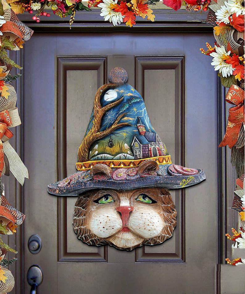 New Cross-border Halloween Funny Cat Face Wooden Listing