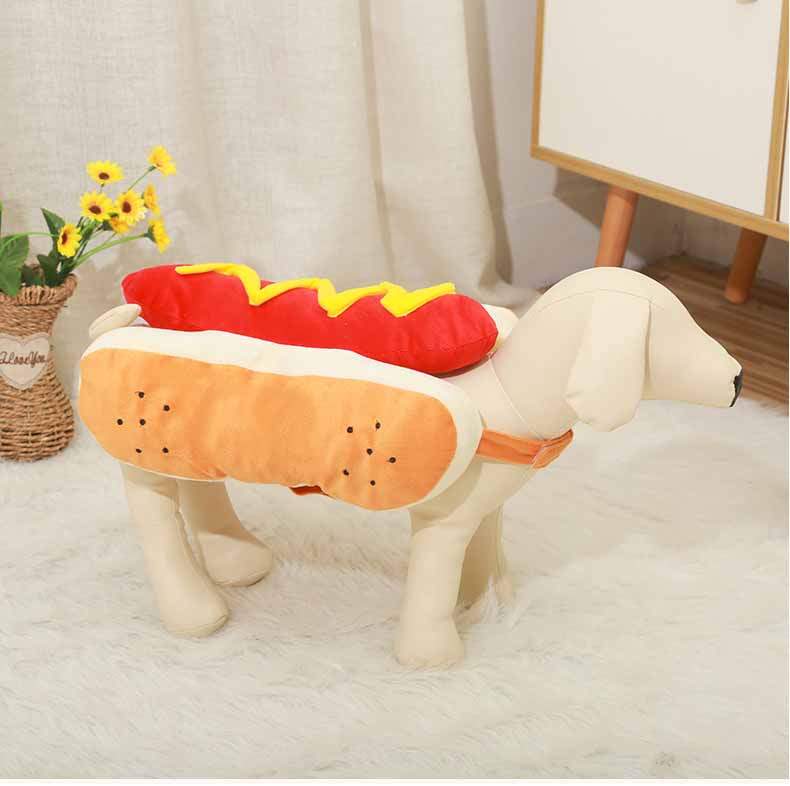 Funny Halloween Costumes For Dogs Puppy Pet Clothing Hot Dog Design 