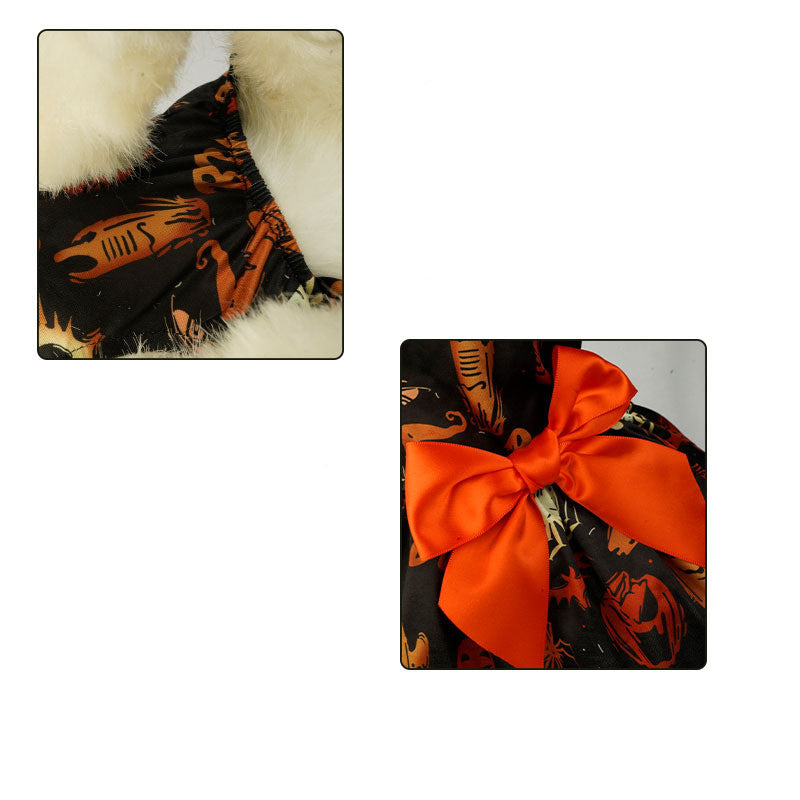 Halloween Small Dog Clothes Pet Dress Pumpkin Print Dress Chihuahua 