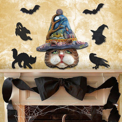 New Cross-border Halloween Funny Cat Face Wooden Listing