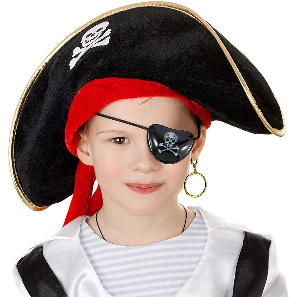 Halloween Pirate Hat Skull Print Adult Kids Pirate Captain Hat Cosplay