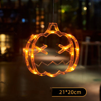 Halloween Window Hanging LED Lights Spider Pumpkin Hanging Ghost