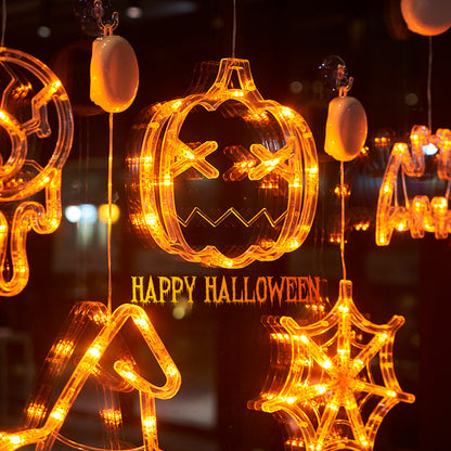 Halloween Window Hanging LED Lights Spider Pumpkin Hanging Ghost